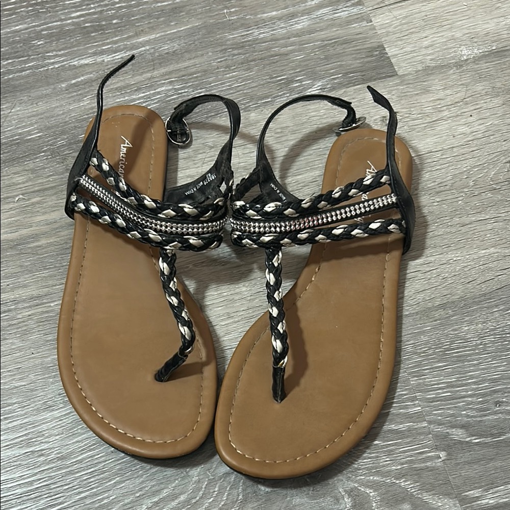 Avenue Black and Tan Bohemian Sandals